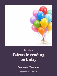 Fairytale reading birthday poster template · Quiet photo gallery