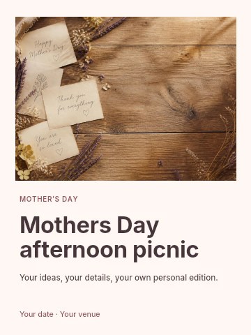 Mothers Day afternoon picnic poster template