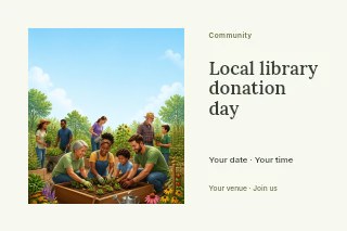 Local library donation day postcard template · Horizontal photo dialogue