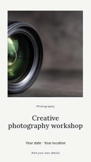 Creative photography workshop instagram story template · Quiet photo gallery