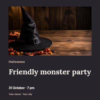 Friendly monster party social media post template · Gallery editorial