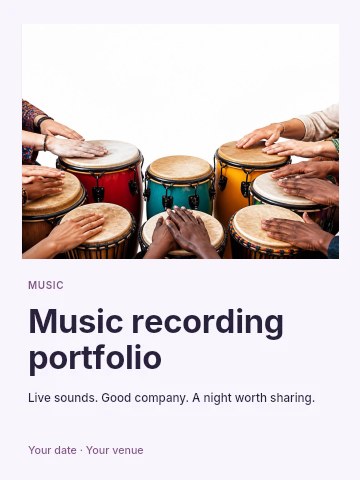 Music recording portfolio poster template