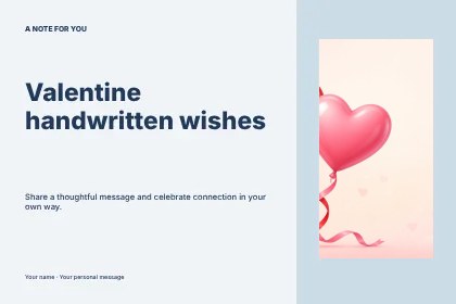 Valentine handwritten wishes · Gallery postcard template