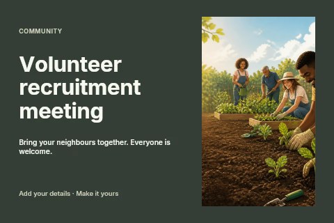 Volunteer recruitment meeting postcard template