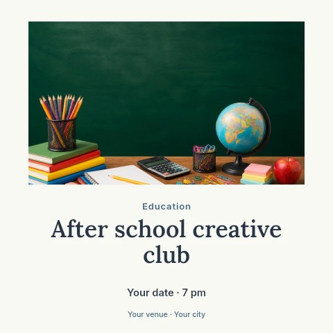 After school creative club social media post template