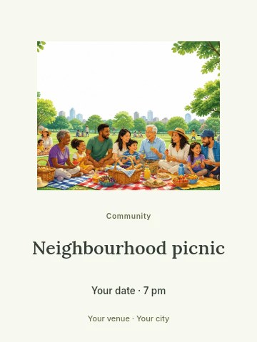 Neighbourhood picnic invitation template