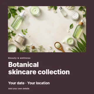 Botanical skincare collection social media post template · Gallery editorial