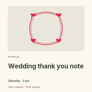 Scallop frame · heart ornaments and dotted border in Wedding thank you note · Gallery editorial