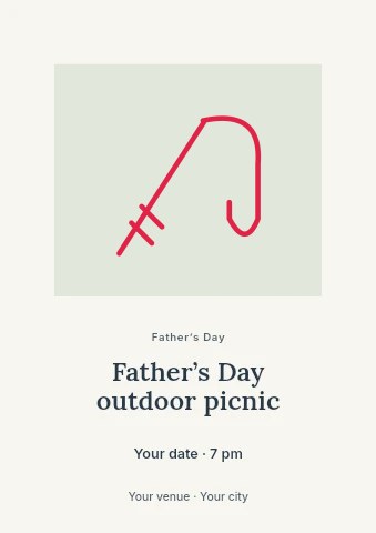 Father’s Day fishing rod · Outline in Father’s Day outdoor picnic flyer template