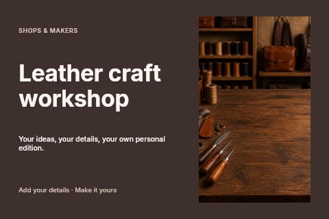 Leather craft workshop postcard template