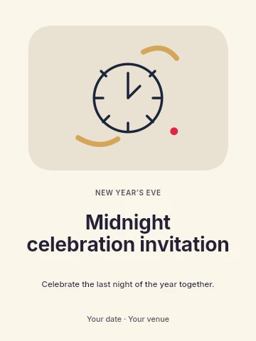 Midnight countdown clock · Duotone in Midnight celebration invitation template