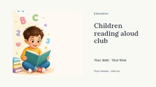 Children reading aloud club youtube thumbnail template · Horizontal photo dialogue