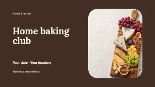 Home baking club presentation cover template · Horizontal photo dialogue