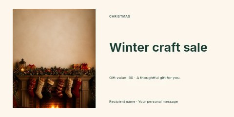 Winter craft sale gift voucher template