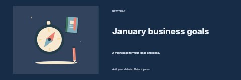 New direction with a compass and fresh journal in January business goals banner template