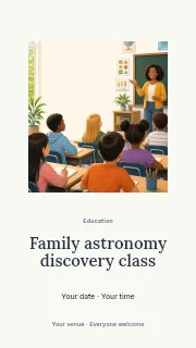 Family astronomy discovery class instagram story template · Picture window