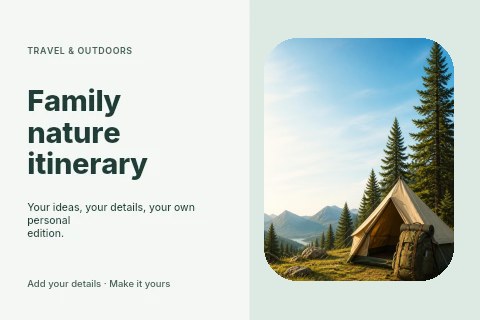Family nature itinerary postcard template
