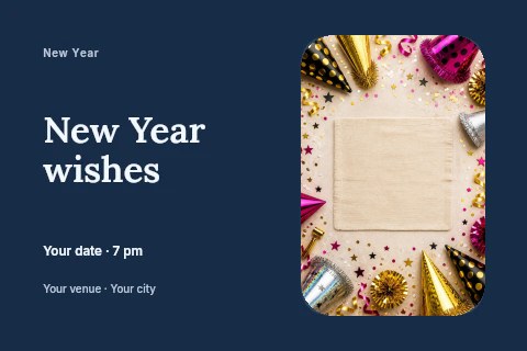 New Year wishes postcard template