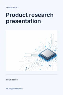 Product research presentation book cover template · Title & photograph