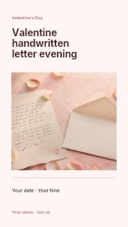 Valentine handwritten letter evening instagram story template · Title & photograph