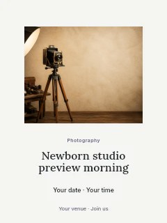 Newborn studio preview morning poster template · Picture window