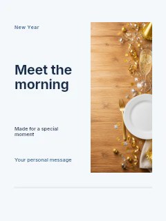 Festive New Year Table Setting with Champagne in New Year sunrise gathering photo layout · Split portrait