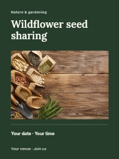 Wildflower seed sharing poster template · Title & photograph