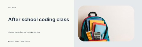 Backpack filled with school supplies in After school coding class banner template