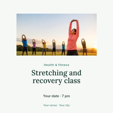 Stretching and recovery class social media post template