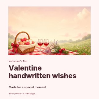 Valentine’s Day Picnic Setup with Cookies and Wine in Valentine handwritten wishes · Gallery editorial