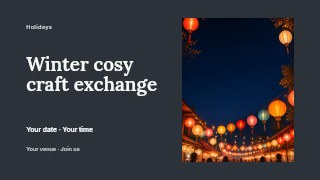Winter cosy craft exchange presentation cover template · Horizontal photo dialogue