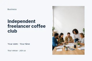 Independent freelancer coffee club postcard template · Horizontal photo dialogue