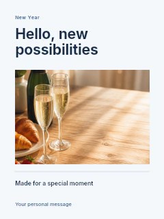Elegant champagne breakfast setup with fruits in New Year first morning photo layout · Title & photograph