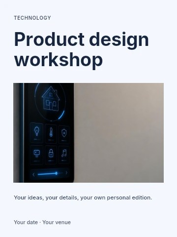Modern smart home control panel in Product design workshop invitation template