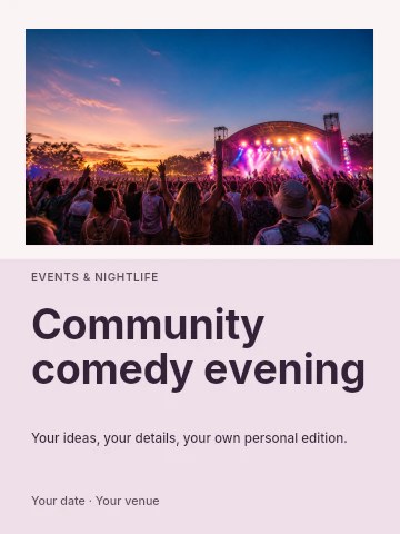 Community comedy evening poster template