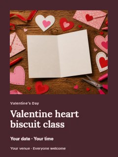 Valentine heart biscuit class poster template · Gallery editorial