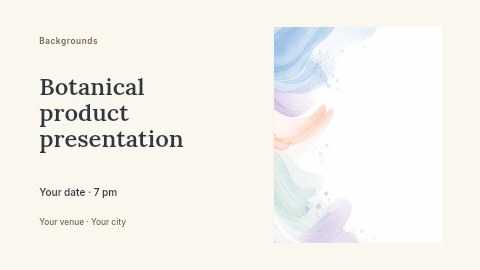 Soft watercolor abstract waves background in Botanical product presentation banner template