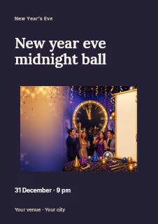 New Year Eve midnight ball flyer template · Modern programme