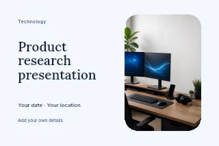 Product research presentation postcard template · Horizontal photo dialogue