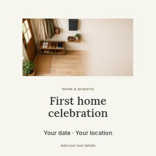 First home celebration social media post template · Picture window