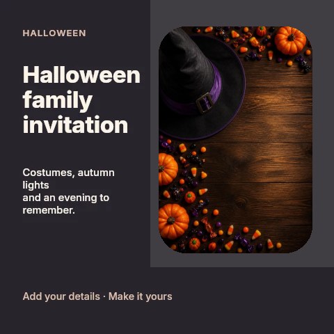 Halloween family invitation social media post template