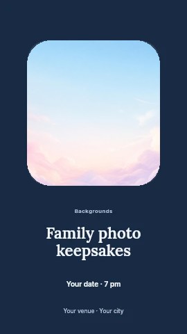 Soft pastel sky with fluffy clouds in Family photo keepsakes instagram story template