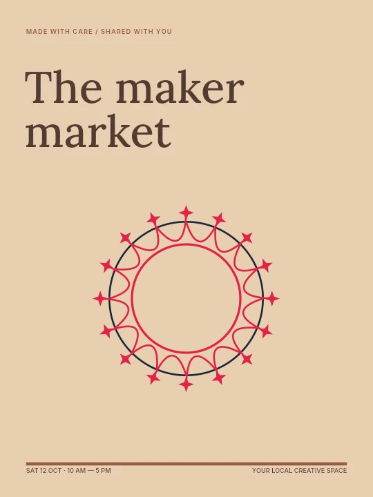Sparkle radial emblem · 16 motifs and interlaced in The maker market · Illustrated poster