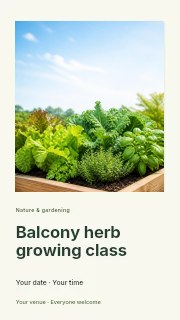 Balcony herb growing class instagram story template · Gallery editorial
