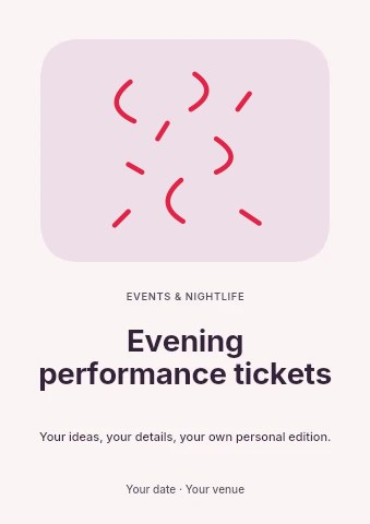Celebration confetti cascade · Outline in Evening performance tickets flyer template