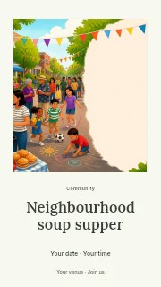 Neighbourhood soup supper instagram story template · Quiet photo gallery