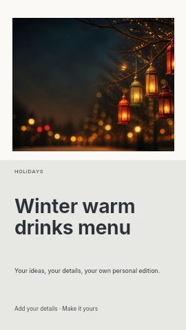 Winter warm drinks menu instagram story template