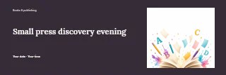 Small press discovery evening banner template · Horizontal photo dialogue