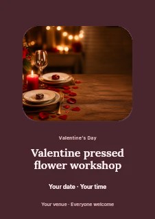 Valentine pressed flower workshop flyer template · Picture window