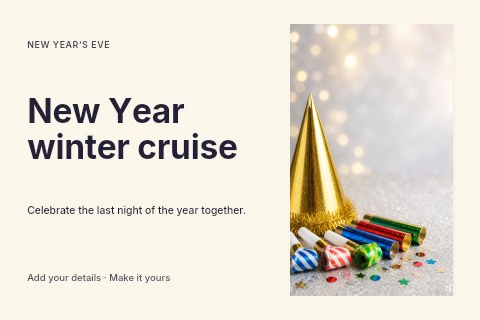New Year winter cruise postcard template